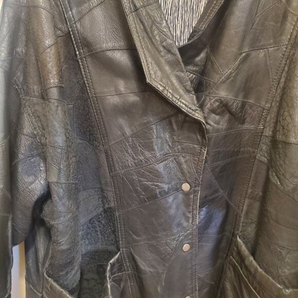 Patchwork Oversized Leather Jacket - Picture 2 of 2